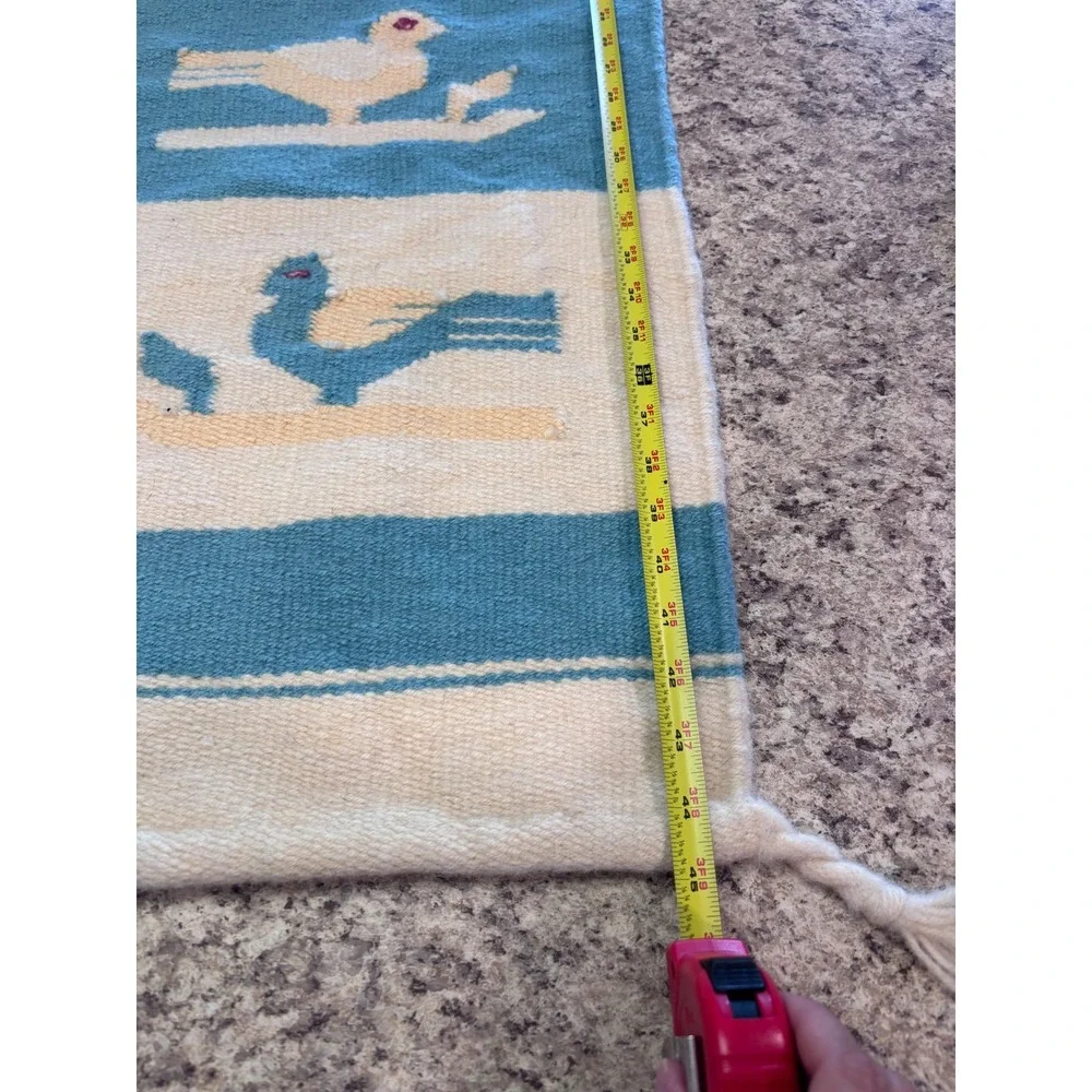 Vintage Handwoven Wool Zapotec Oaxaca Tapestry Rug Wall Hanging Rare